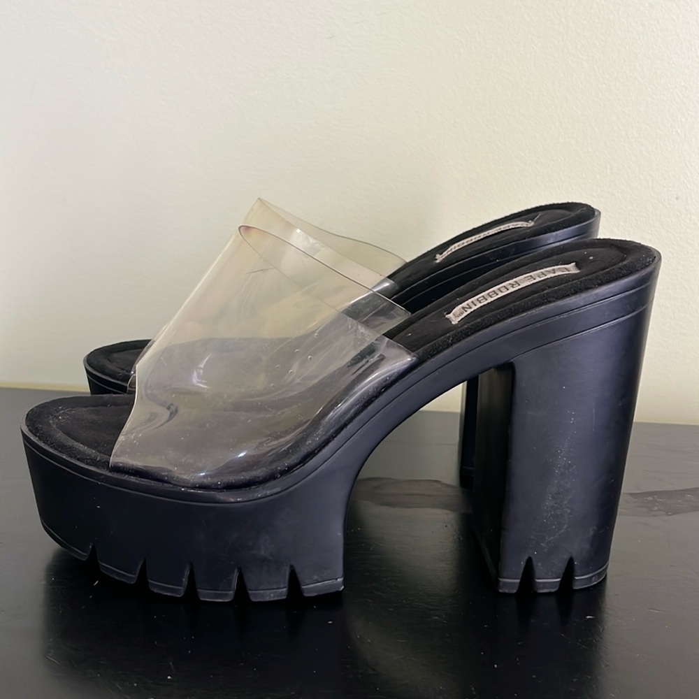 Cape Robbin Platform Chunky Heel Fashion Transparent Slip On High Heel Open Toe - Picture 4 of 14